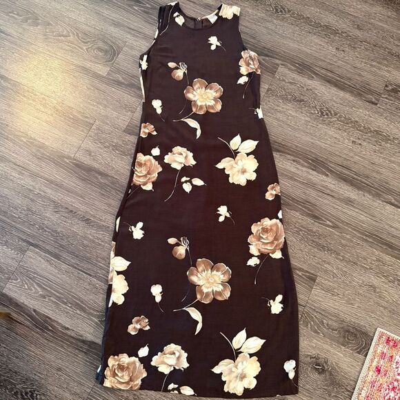 Old Navy Vintage Brown Floral Rayan Dress - Picture 1 of 6